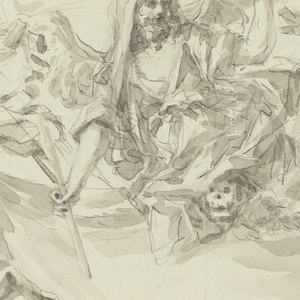 Drawing, Design for a cloth as place of an inscription, 1750–86