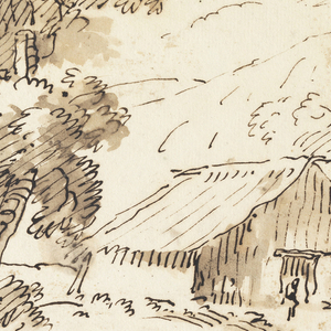 Drawing, A Peasant’s Dwelling and a Castle in Mountainous Countryside, 1762–1786