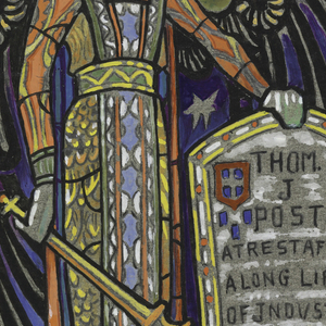 Drawing, Design for Stained Glass Memorial Window to Thomas J. Post, 1919