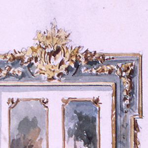 Drawing, The elevation of a door in Rococo style, ca. 1875