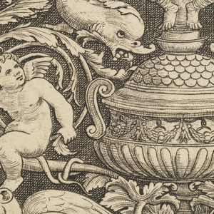 Print, Grotesque with Dolphins and Winged Lions, 1532