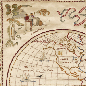 Map Sampler, Embroidered Map, 1939