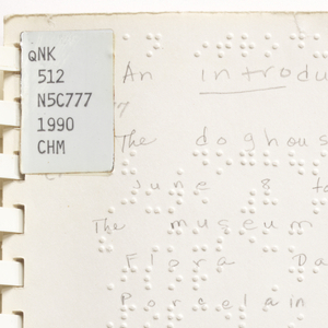 Book Cover, An Introduction to the Cooper-Hewitt Museum [braille], 1990