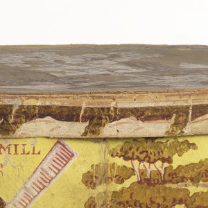 Bandbox And Lid, Windmill and Rail Road, ca. 1830