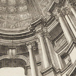 Book Illustration, Perspectivae pictorum atque architectorum, Perspective drawing of dome interior, plate 91, 1719