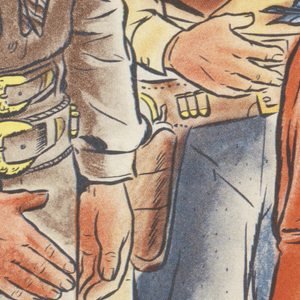 Book Illustration, Hopalong Cassidy Lends a Helping Hand, Danny with Hopalong and Uncle Bill, ca. 1950